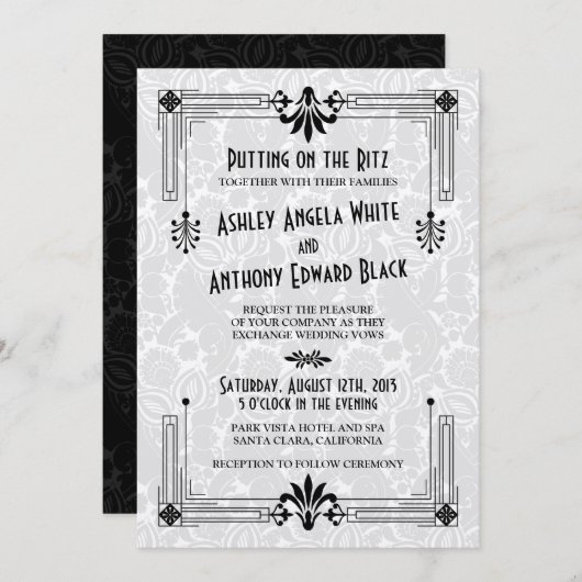 Années folles Années 20 Faire-part de mariage Art  (Devant / Derrière)