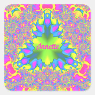 ANNETTE ~ Tinten Geel, Groen, Roze, Blauw ~  Vierkante Sticker