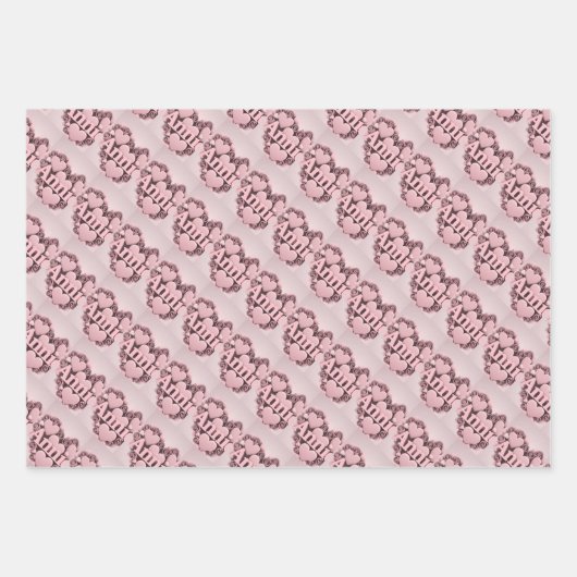 Annie 3D Coeurs roses Envelopper ensemble papier (Devant)