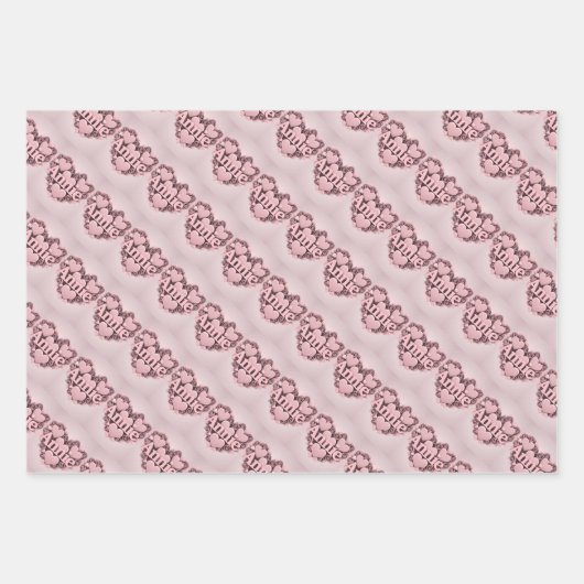 Annie 3D Coeurs roses Envelopper ensemble papier (Devant)