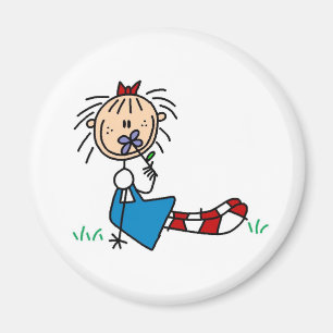 Annie liggend in gras met bloemenmagneet magneet