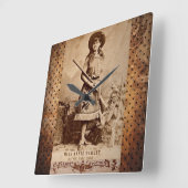Annie Oakley Sepia Vierkante Klok (Hoek)