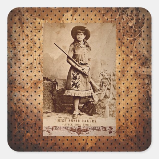 Annie Oakley Sepia Vierkante Sticker (Voorkant)