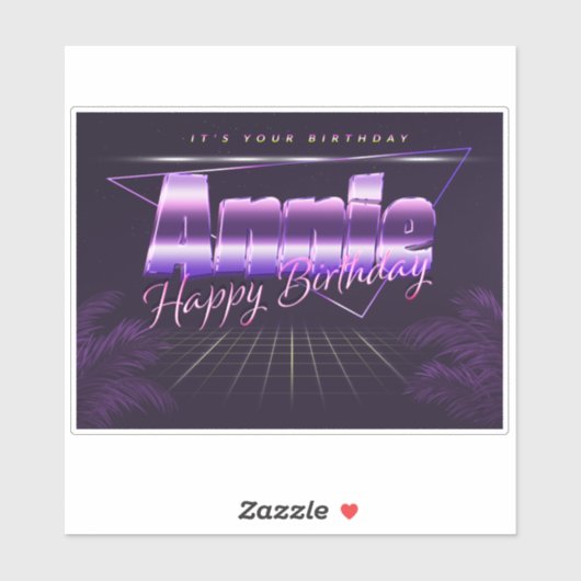 Annie Prénom lila retro Sticker (Feuille)
