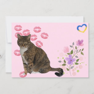 Annie the Cat's Flowers en Kisses Flat Kaart