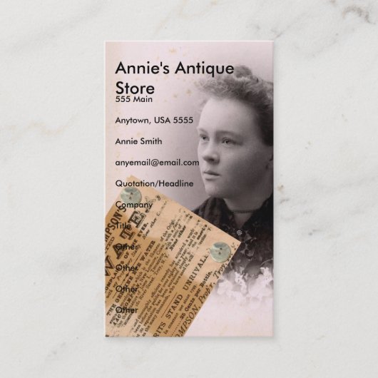 Annie's Antiek winkel Visitekaartje (Voorkant)