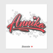 Annika red heart graffiti Autocollants (Feuille)