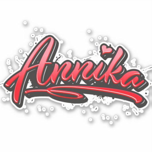 Annika red heart graffiti Autocollants (Devant)