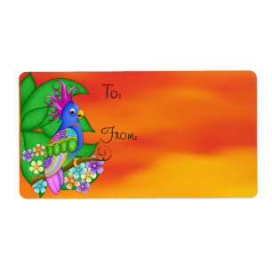 Annika Tropical Bird Gift Label Labels