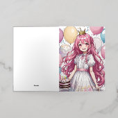 Annime fille anniversaire Foil Carte de voeux (Mise à l'extérieur)