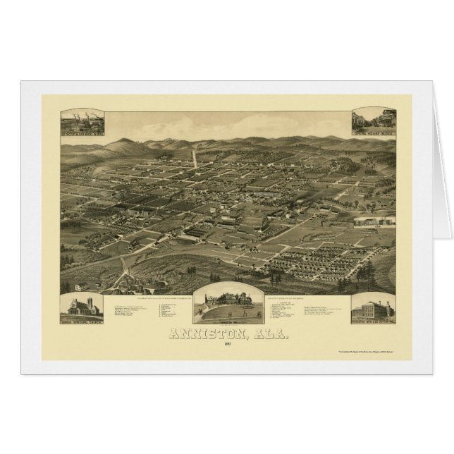 Anniston, AL Panorama Map - 1887 (Voorkant Horizontaal)