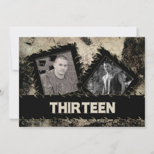 ANNIVERSAIRE 13e INVITATION - GRUNGE - DEUX PHOTOS
