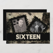 ANNIVERSAIRE 16e INVITATION - GRUNGE - DEUX PHOTOS (Devant / Derrière)
