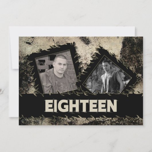 ANNIVERSAIRE 18ème INVITATION - GRUNGE - DEUX PHOT (Devant)
