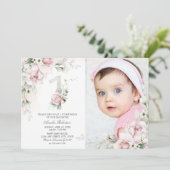 Anniversaire 1 an | Invitation Rose Floral Girls (Debout devant)