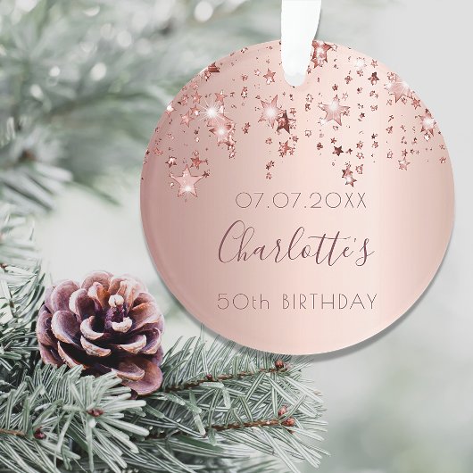 Anniversaire 50 étoiles brillantes d'or rose