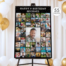 Anniversaire 55 Collage Photo Votre Texte et Coule