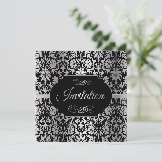 Anniversaire 75 ans | Invitation Argent & Noir Dam (Debout devant)