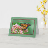 Anniversaire, 91, Carte Monarque Papillon (Fleur jaune)