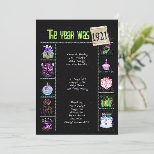 Anniversaire Année 1921 Invitation (Debout devant)