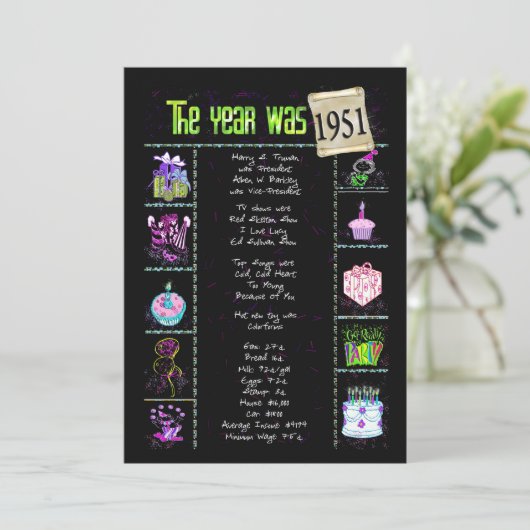 Anniversaire Année 1951 Invitation (Debout devant)