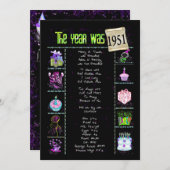 Anniversaire Année 1951 Invitation (Devant / Derrière)