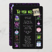 Anniversaire Année 1976 Invitation (Devant / Derrière)