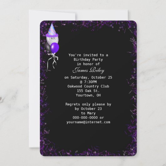 Anniversaire Année 1988 Invitation (Dos)