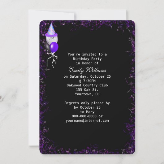 Anniversaire Année 1989 Invitation (Dos)