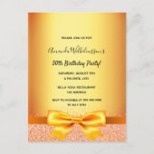 Anniversaire arc rose or glam invitation (Devant)
