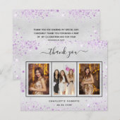 Anniversaire argent violet photo carte de remercie (Devant / Derrière)