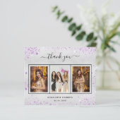 Anniversaire argent violet photo carte de remercie (Debout devant)