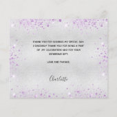Anniversaire argent violet photo carte de remercie (Dos)
