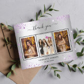 Anniversaire argent violet photo carte de remercie
