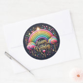 Anniversaire autocollant de glittre arc-en-ciel (Enveloppe)