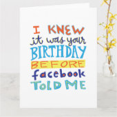 Anniversaire avant carte drôle de Facebook (Fleur jaune)