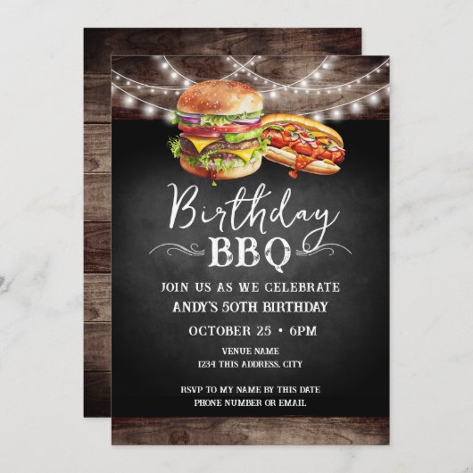 Anniversaire BBQ 50e anniversaire Invitation (Devant / Derrière)