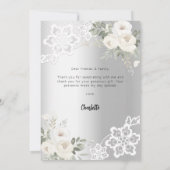 Anniversaire blanc argenté carte de remerciements (Dos)