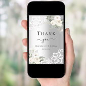 Anniversaire blanc argenté carte de remerciements