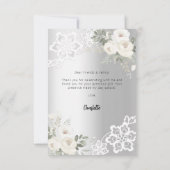 Anniversaire blanc argenté carte de remerciements (Dos)