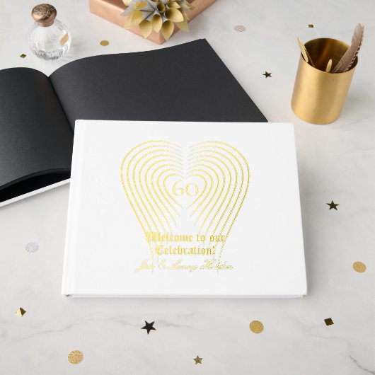 Anniversaire blanc Gold Foil (Recto ouvert)