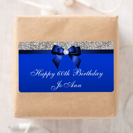 Anniversaire Blue Bow Silver Sequins Étiquettes d' (En situation)