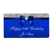 Anniversaire Blue Bow Silver Sequins Étiquettes d' (Devant)