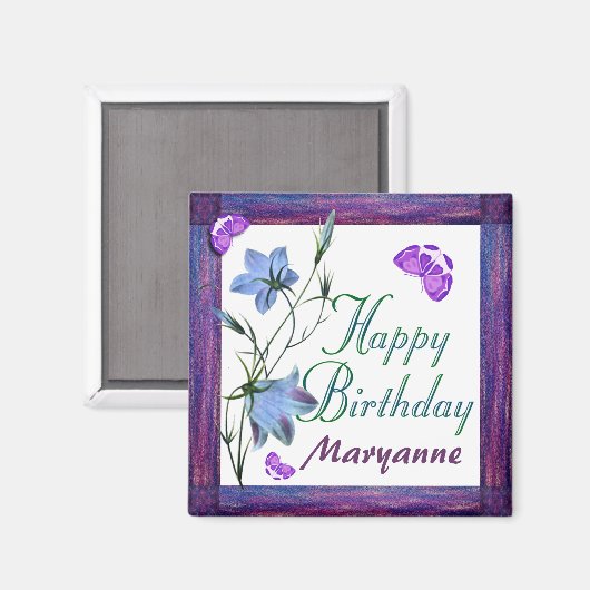 Anniversaire Bluebells et papillons Magnets (Recto/Verso)