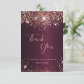 Anniversaire Bourgogne rose nom or carte de remerc (Debout devant)