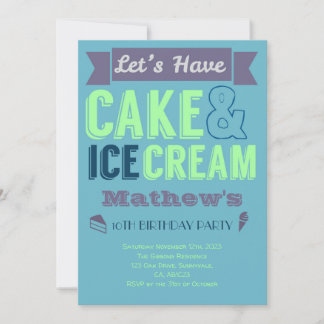 Anniversaire Boy Cake Glace Party Invitation