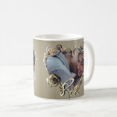 Anniversaire Bronzy Rose Coeur Cadre café Mug (Devant droit)