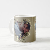 Anniversaire Bronzy Rose Coeur Cadre café Mug (Devant gauche)