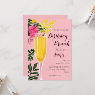 Anniversaire Brunch mimosa aquarelle Invitation
