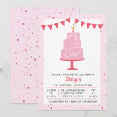 Anniversaire Cake Girls 1ère invitation anniversai (Devant / Derrière)